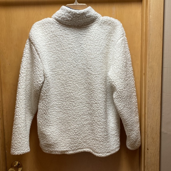 Pink 1/4 zip white fleece pull over. Sz S. Good condition. - Picture 3 of 5